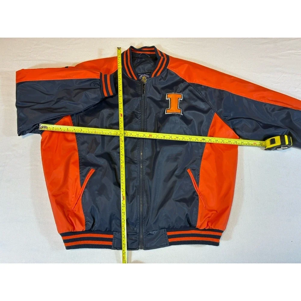 Vintage Steve & Barrys University of Illinois Jacket XXL Blue Orange Bomber